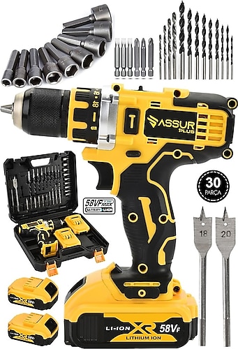 Assur Plus 58VF 5 Ah Li SJS Çift Akülü 24 Parça Setli Matkap