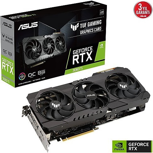 Asus RTX 3060 TI Tuf Gaming OC TUF-RTX3060TI-O8GD6X-GAMING 256 Bit GDDR6X 8 GB Ekran Kartı