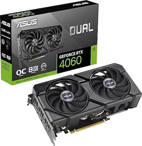Asus RTX 4060 Dual Evo Oc Edition DUAL-RTX4060-O8G-EVO 128 Bit GDDR6 8 GB Ekran Kartı