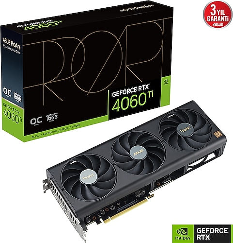 Asus RTX 4060 TI ProArt OC Edition PROART-RTX4060TI-O16G 128 Bit GDDR6 16 GB Ekran Kartı