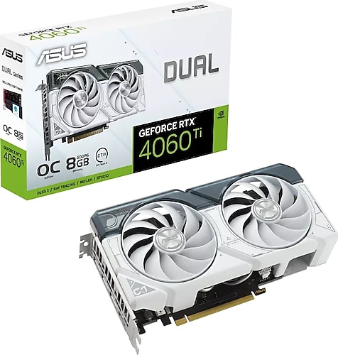 Asus RTX 4060 TI White OC Edition DUAL-RTX4060TI-O8G-WHITE 128 Bit GDDR6 8 GB Ekran Kartı