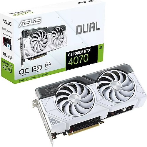 Asus RTX 4070 DUAL-RTX4070-O12G-WHITE 192 Bit GDDR6X 12 GB Ekran Kartı