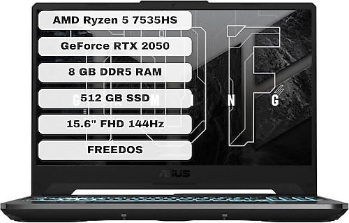 Asus TUF Gaming A15 FA506NF-HN004 Ryzen 5 7535HS 8 GB 512 GB SSD RTX2050 15.6" Full HD Gaming Laptop