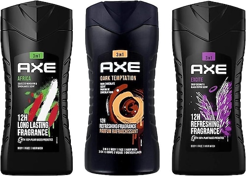 Axe Excite Dus Jeli & Dark Temptation Dus Jeli & Africa 3İn1 Erkek Dus Jeli 250Ml 3Lu Set