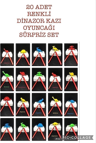 AZİZ OYUNCAK 20 Ad Renkli Dinazor Arkeolojik Kazı Kiti Eğitici Öğretici Bilim Aktivite Faaliyet Dinozor Tür Seti