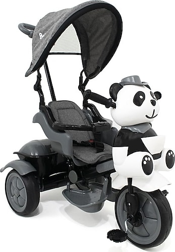 Baby Hope 127 Little Panda Ebeveyn Kontrollü Tenteli Müzikli Tricycle Üç Teker Bisiklet GRİ Beyaz - Gri