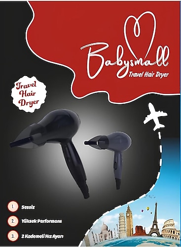 BABY SMALL Yerli Üretim Taşınabilir Seyahat Tipi Otel Tipi Küçük Mini Saç Kurutma Makinesi
