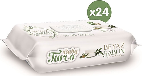 Baby Turco Beyaz Sabun Kokulu 90 Yaprak 24'lü Paket Islak Mendil