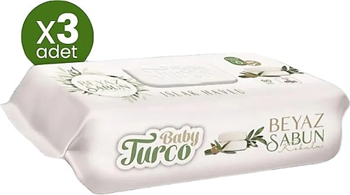 Baby Turco Beyaz Sabun Kokulu 90 Yaprak 3'lü Paket Islak Mendil