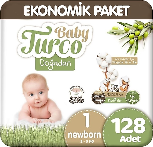 Baby Turco Doğadan 1 Numara Yenidoğan 128'li Bebek Bezi
