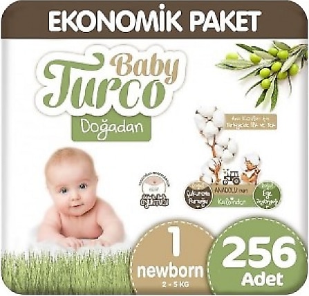 Baby Turco Doğadan 1 Numara Yenidoğan 256'lı Bebek Bezi