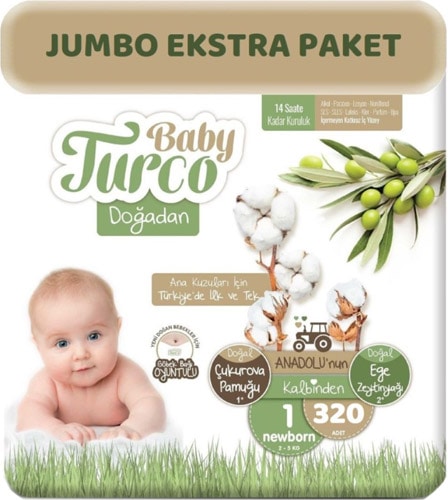 Baby Turco Doğadan 1 Numara Yenidoğan 320'li Bebek Bezi