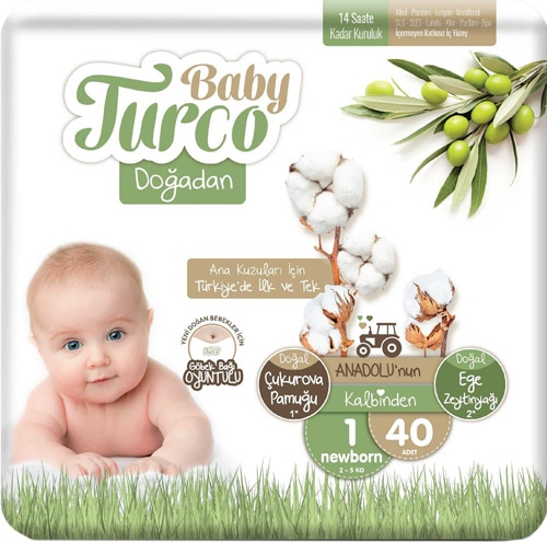 Baby Turco Doğadan 1 Numara Yenidoğan 40'lı Bebek Bezi