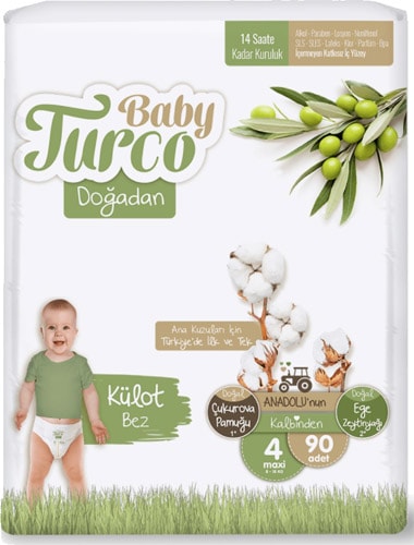 Baby Turco Doğadan 4 Numara Maxi 90'lı Külot Bez