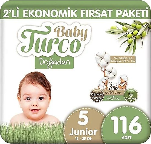 Baby Turco Doğadan 5 Numara Junior 116'lı Bebek Bezi