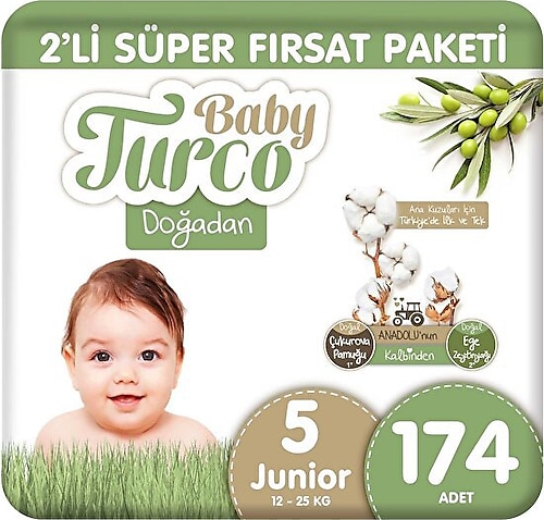Baby Turco Doğadan 5 Numara Junior 174'lü Bebek Bezi