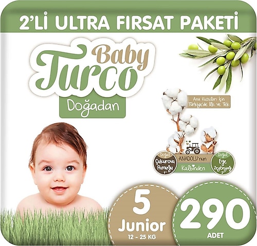 Baby Turco Doğadan 5 Numara Junior 290'lı Bebek Bezi
