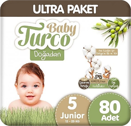 Baby Turco Doğadan 5 Numara Junior 80'li Bebek Bezi