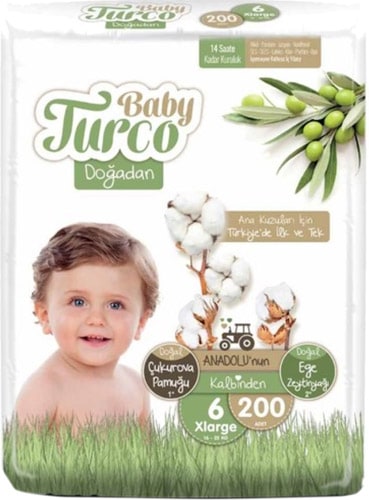 Baby Turco Doğadan 6 Numara X Large 200'lü Bebek Bezi