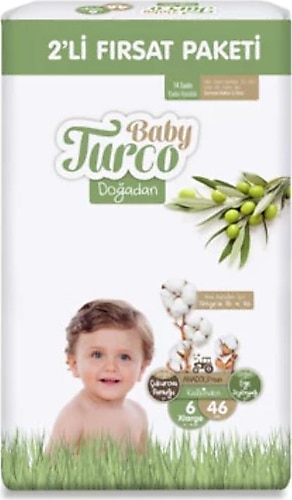 Baby Turco Doğadan 6 Numara XLarge 46'lı Bebek Bezi