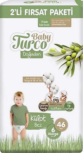 Baby Turco Doğadan 6 Numara XLarge 46'lı Külot Bez
