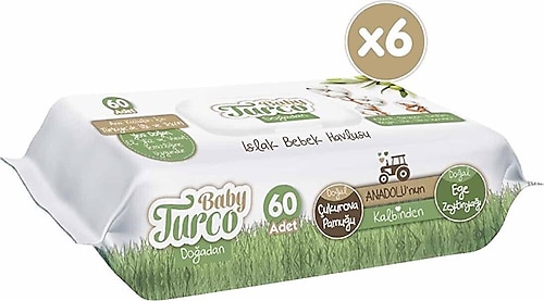 Baby Turco Doğadan 60 Yaprak 6'lı Paket Islak Mendil