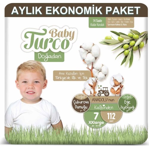 Baby Turco Doğadan 7 Beden XX Large 112'li Bebek Bezi