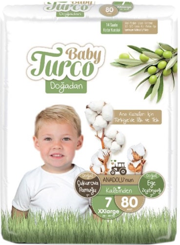 Baby Turco Doğadan 7 Numara XX Large 80'li Bebek Bezi