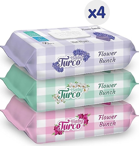 Baby Turco Flower Bunch 90 Yaprak 12'li Paket Islak Havlu