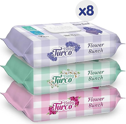 Baby Turco Flower Bunch 90 Yaprak 24'lü Paket Islak Havlu