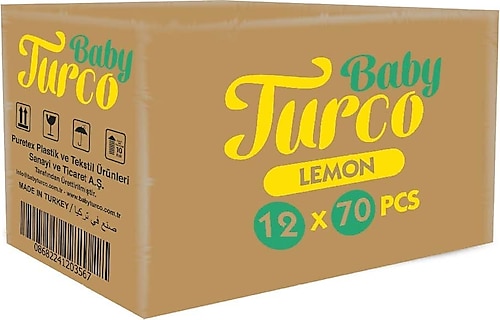 Baby Turco Limon Kokulu 70 Yaprak 12'li Paket Islak Bebek Havlusu