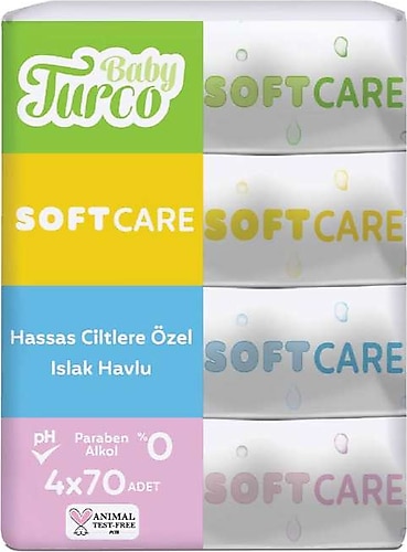 Baby Turco Softcare 70 Yaprak 4'lü Paket Islak Mendil