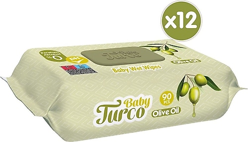 Baby Turco Zeytinyağlı 90 Yaprak 12'li Paket Islak Bebek Havlusu