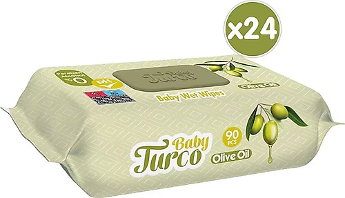 Baby Turco Zeytinyağlı 90 Yaprak 24'lü Paket Islak Bebek Havlusu