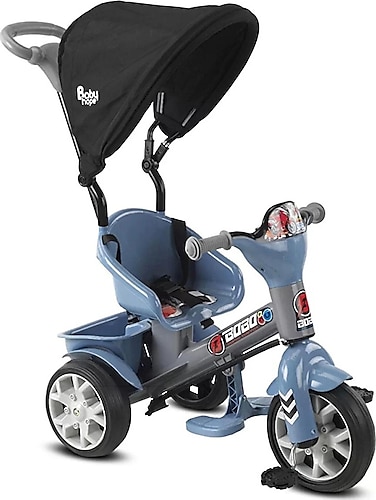 Babyhope 121 Bobo Speed Tenteli Mavi-Gri 3 Tekerlekli Bisiklet