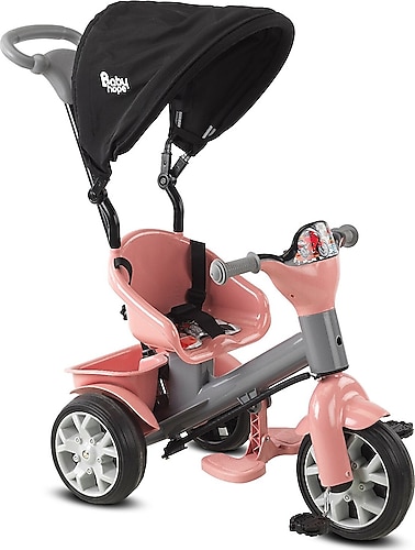 Babyhope 121 Bobo Speed Tenteli Pembe-Gri 3 Tekerlekli Bisiklet
