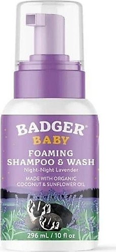 Badger Organik Gece Lavantalı Bebek Saç ve Vücut Köpük Şampuanı 296 ml