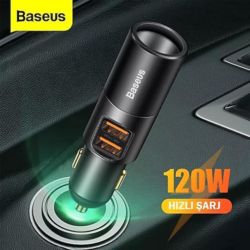 BASEUS 120W Hızlı Şarj Araç Şarj Cihazı Ve Araç Çakmaklık Çift US