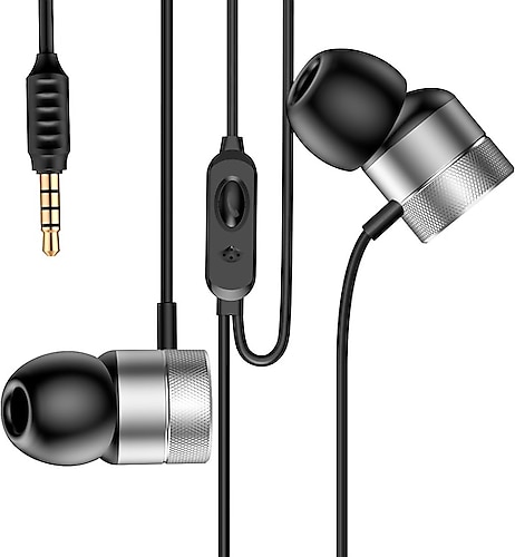 Baseus Encok H04 Gümüş Mikrofonlu Kulak İçi Kulaklık