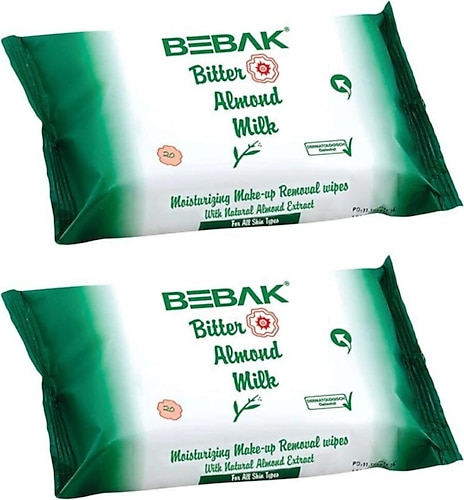 Bebak Acı Badem Sütü 20'li 2 Adet Makyaj Temizleme Mendili
