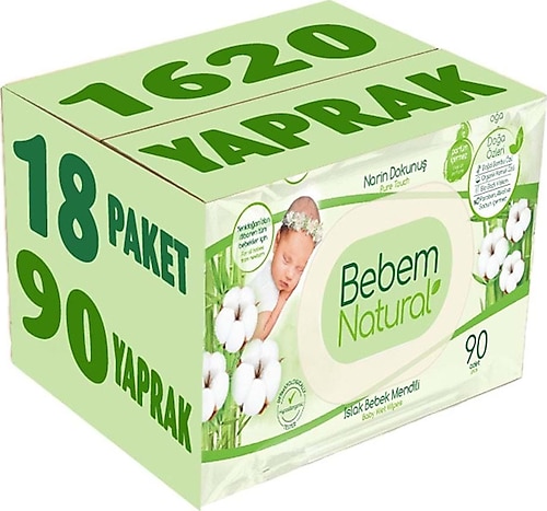 Bebem Natural Narin Dokunuş 90 Yaprak 18'li Paket Islak Mendil
