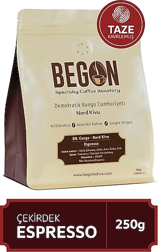 Begon Kahve Nord Kivu Premium Espresso Çekirdek Kahve 250 G