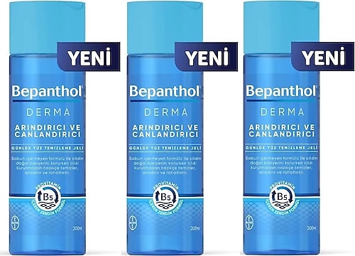 Bepanthol Derma Arındırıcı ve Canlandırıcı Yüz Temizleme Jeli 200 ml 3 Adet