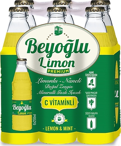 Beyoğlu Limonlu Naneli Doğal Mineralli Gazlı İçecek 6 x 250 ml