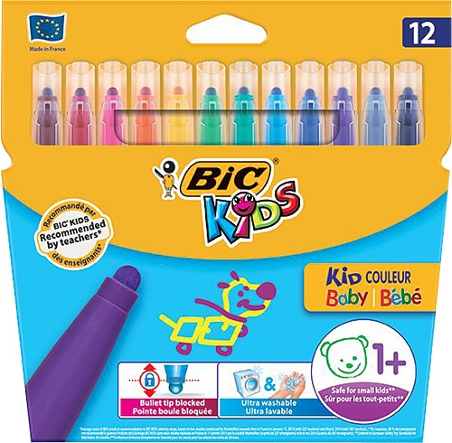 Bic Baby 902080 Güvenlikli Uç 12'li Keçeli Kalem Seti