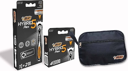 Bic Flex 5 Sistem Tıraş Bıçağı 1 Sap + 6 Yedek Kartuş Ve Tıraş Çantası