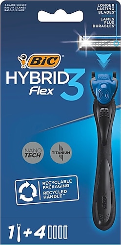 Bic Flex3 Tıraş Bıçağı Hybrid 3 Bıçaklı 1 Sap 4 Kartuş