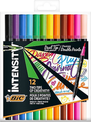 Bic Intensity Dual Tip Çift Taraflı 12'li Keçeli Kalem Seti