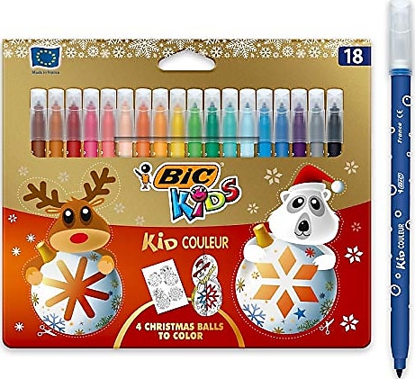 BIC Kid Couleur Ultra Yıkanabilir Yılbaşı Özel 18 Renk Keçeli Kalem