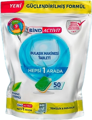 Bindactivit Hepsi Bir Arada Bulaşık Makinesi Tableti 50'li